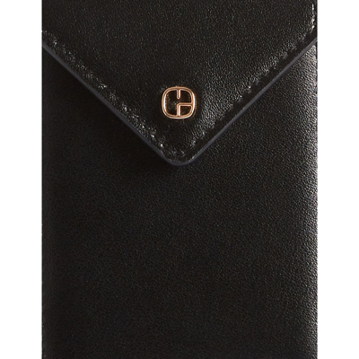 Shop Claudie Pierlot Noir / Gris Logo-plaque Leather Card Holder