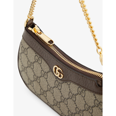 Gucci Ophidia Monogram-patterned Mini Canvas Shoulder Bag In B.ebony/new Acero