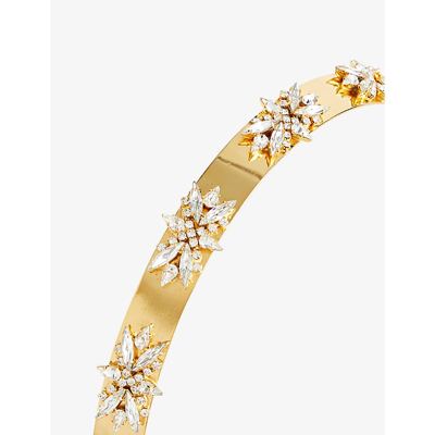 Shop Lelet Ny Martha Swarovski Crystal-embellished Stainless-steel Headband In Gold