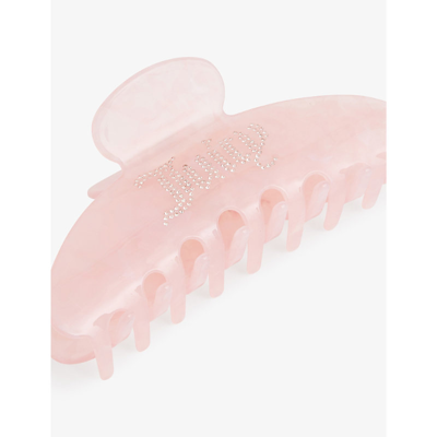 Shop Juicy Couture Brand-print Acetate Hair Clip In Pink