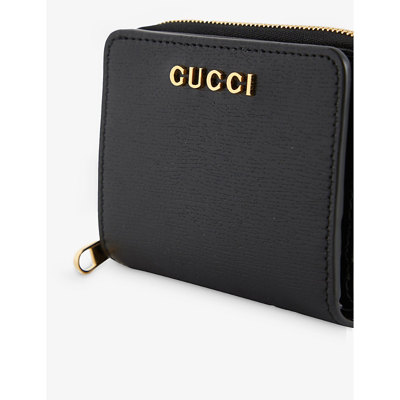 Shop Gucci Women's Black Logo-plaque Leather Wallet
