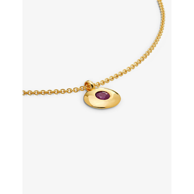 Monica Vinader July Birthstone Ruby Pendant Necklace In Yellow Gold