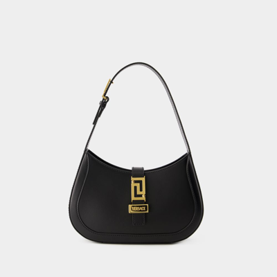 Versace Small Greca Goddess Hobo Shoulder Bag In Black