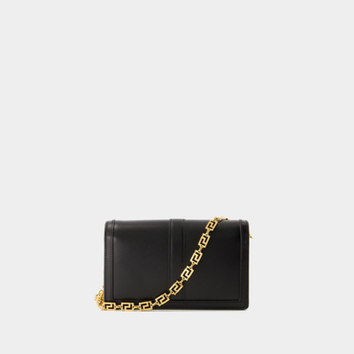 Shop Versace Greca Goddess Wallet On Chain  -  - Leather - Black
