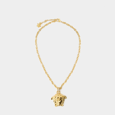 Shop Versace Medusa Necklace -  - Metal - Gold In Metallic