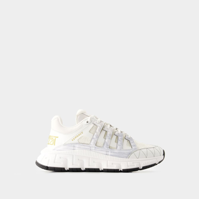 Shop Versace Trigreca Sneakers -  - Fabric - White