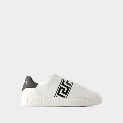 Shop Versace Greca Sneakers -  - Leather - White