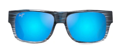 Shop Maui Jim Keahi Mj B873-03 Square Polarized Sunglasses In Blue