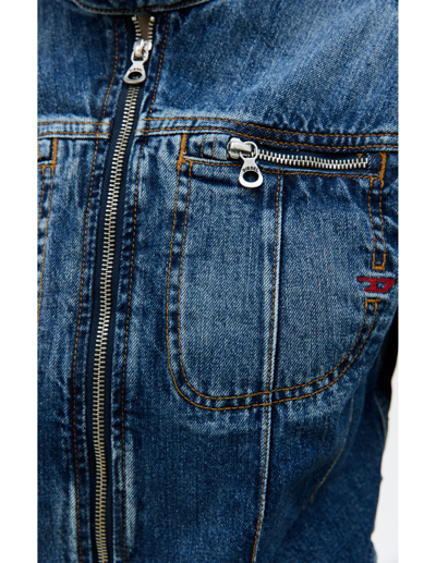 Diesel Zip Up Denim Jacket In Blue