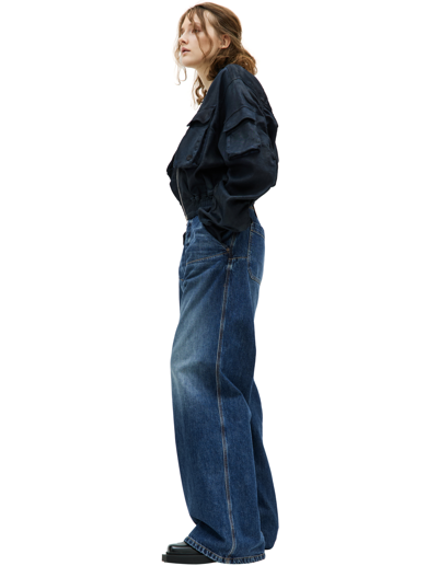 Diesel Cropped Denim Jacket In Navy Blue