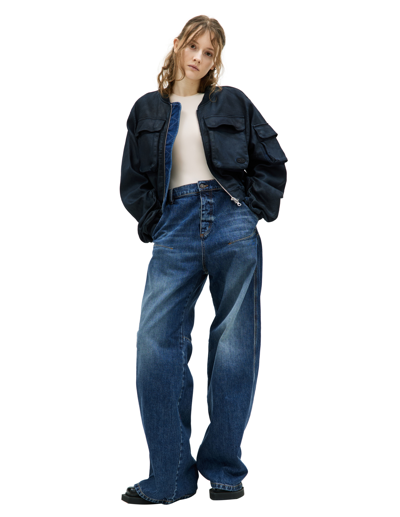 Diesel Cropped Denim Jacket In Navy Blue