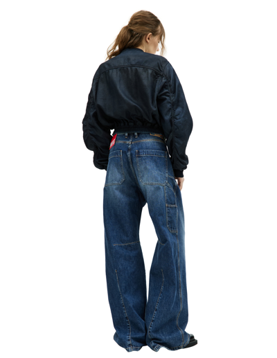 Diesel Cropped Denim Jacket In Navy Blue