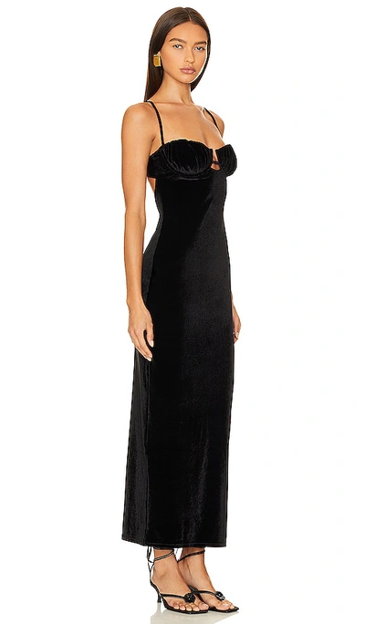 Montce Velvet Petal Long Slip Dress In Black In Black