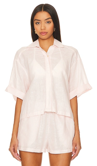 Shop Pq Scalloped Linen Top In Pink