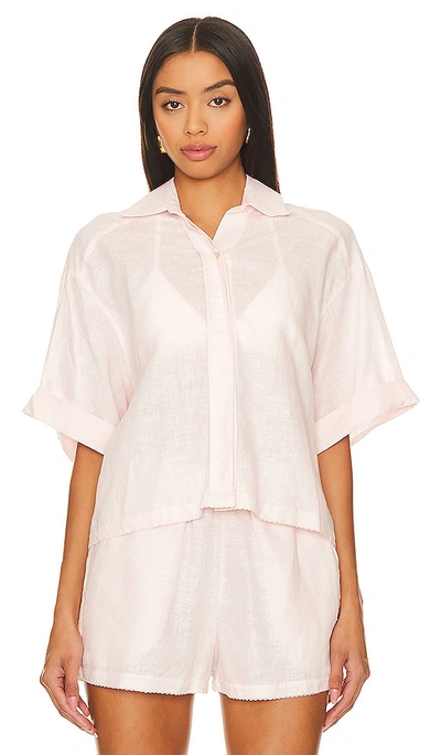 Pq Scalloped Linen Top In Pink