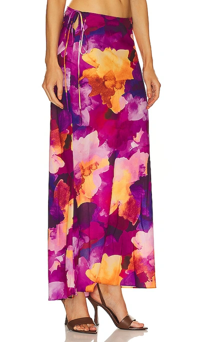 Shop Plush Watercolor Maxi Skirt In Fuchsia