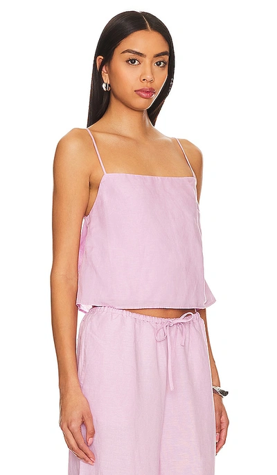 Shop Onia Air Linen Square Neck Tank In Pink