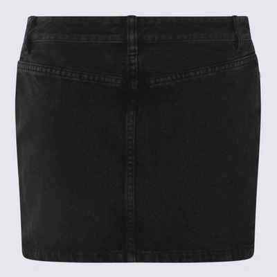 Shop Apc A.p.c. Black Denim Skirt In Noir Delave