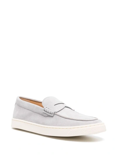 Shop Brunello Cucinelli Suede Leather Loafers In Grey
