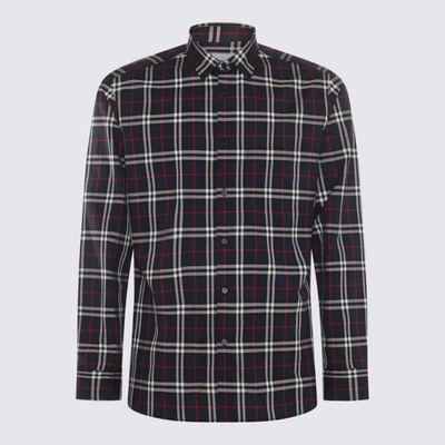 Shop Burberry Navy And Red Cotton Shirt In Navy Ip Check