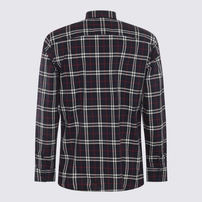 Shop Burberry Navy And Red Cotton Shirt In Navy Ip Check