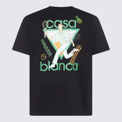 Shop Casablanca Black Cotton T-shirt In Le Jeu