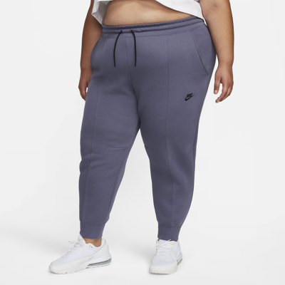 Shop Nike Women's  Sportswear Tech Fleece Mid-rise Jogger Pants (plus Size) In Grey