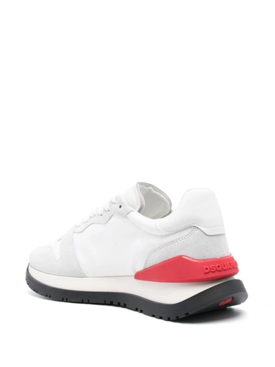 Shop Dsquared2 Icon Running Panelled Sneakers In Bianco+rosso