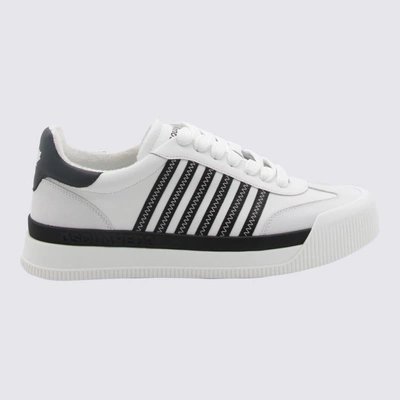 Shop Dsquared2 White And Black Leather New Jersey Sneakers