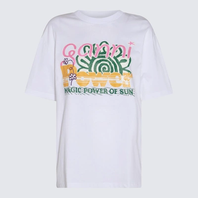 Shop Ganni White Multicolour Cotton T-shirt