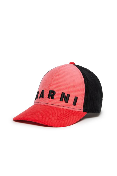 Shop Marni Kids Logo Embroidered Curved Peak Baseball Cap In Multi
