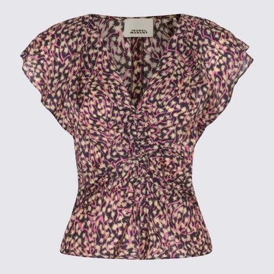 Shop Isabel Marant Multicolor Cotton Top In Faded Night
