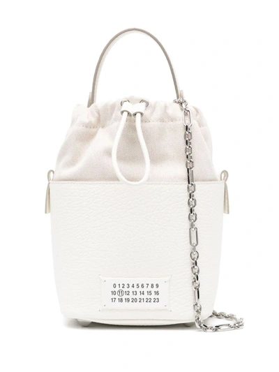 Shop Maison Margiela 5ac Small Leather Bucket Bag In White