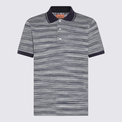 Shop Missoni Grey Cotton Polo Shirt In Space Dyed Navy White