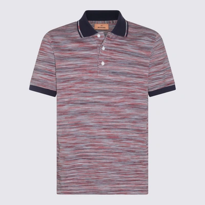 Shop Missoni Red Cotton Polo Shirt In Red And Blue Space Dyed
