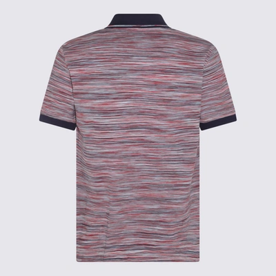 Shop Missoni Red Cotton Polo Shirt In Red And Blue Space Dyed