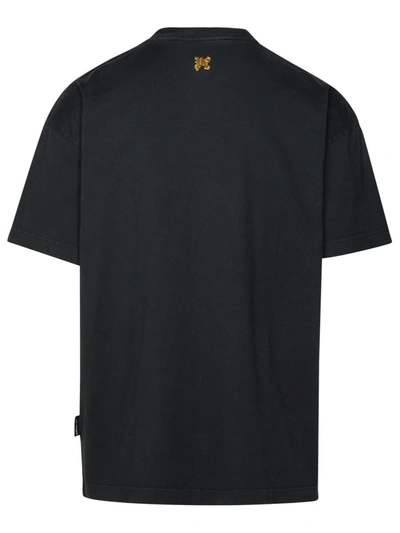 Shop Palm Angels 'burning Monogram' Black Cotton T-shirt