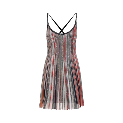 Shop Missoni Vertical Striped Knitted Mini Dress In Multi