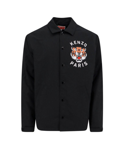 Shop Kenzo Tiger Printed Shirt Jacket In Black