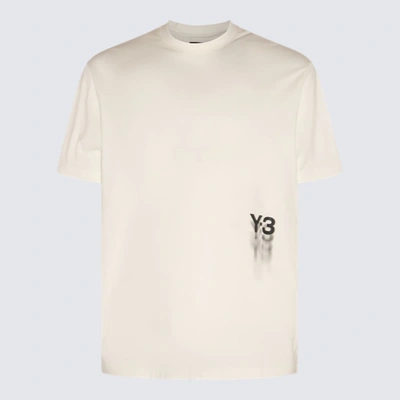 Shop Y-3 Adidas Off White Cotton T-shirt In Beige