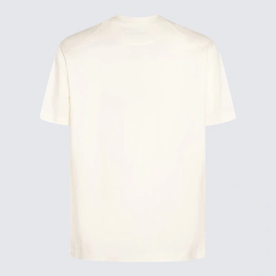 Shop Y-3 Adidas Off White Cotton T-shirt In Beige