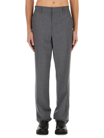 Shop Helmut Lang Striped Tailored Trousers In Grey