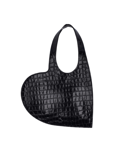 Shop Coperni 'heart' Mini Tote Bag In Black  