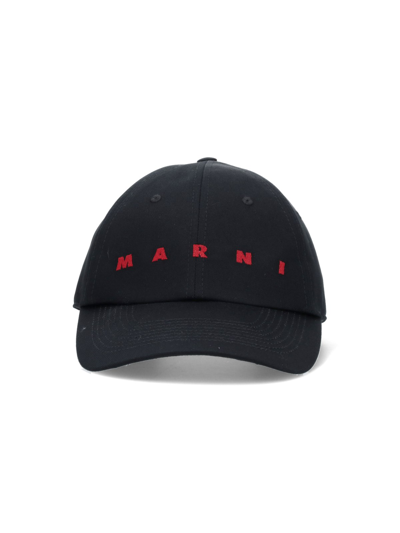 Shop Marni Logo Baseball Cap In Black  