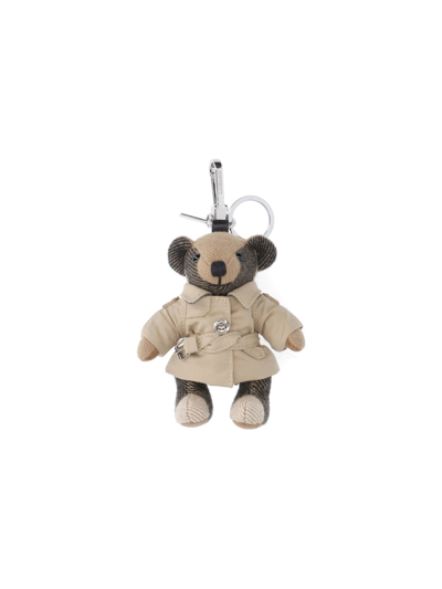 Shop Burberry "thomas Trench" Keyring In Beige