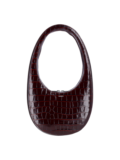 Shop Coperni 'croco Swipe' Shoulder Bag In Brown