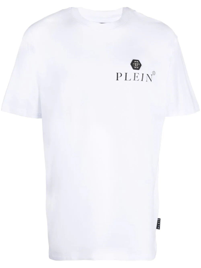 Shop Philipp Plein `hexagon` Round-neck T-shirt In White