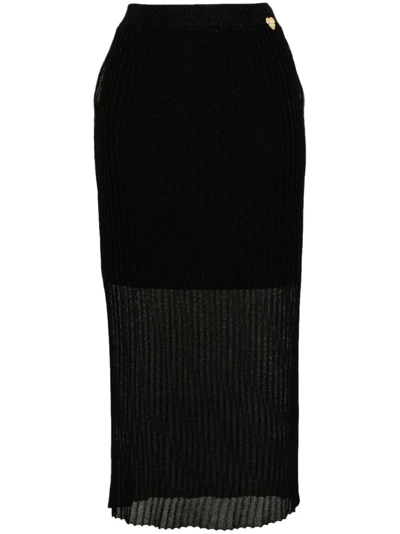 Shop Twinset Knit Longuette Skirt In Black  