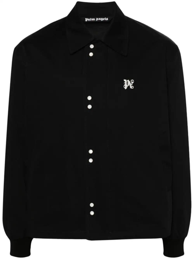 Shop Palm Angels `monogram` Coach Jacket In Black  