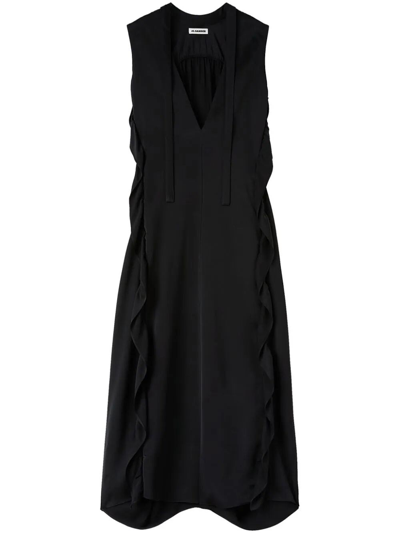 Shop Jil Sander Midi Dress In Black  